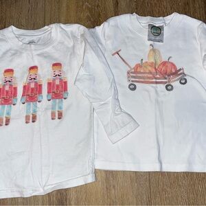 Set of two watercolor long sleeve shirts, size 2T